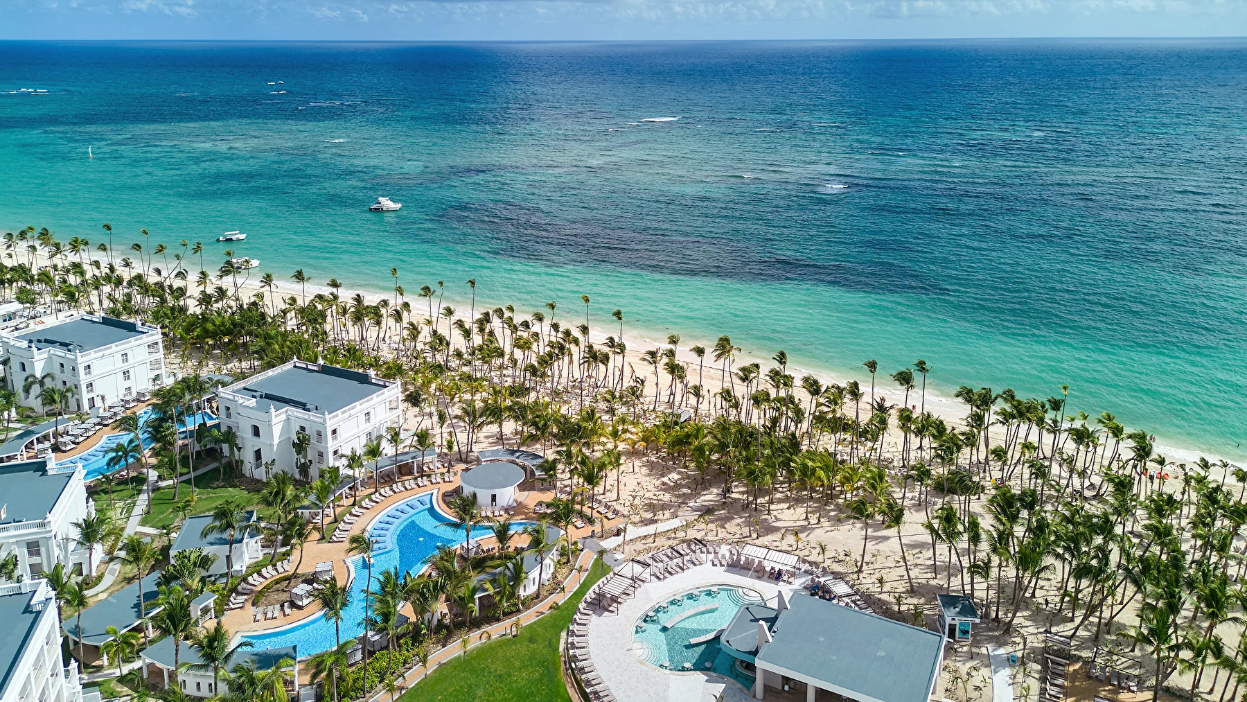 Bird eye view on Riu Palace Bavaro with beach and ocean