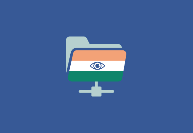 Indiase vlag met een oog erop, bovenop een bestandsfolder.