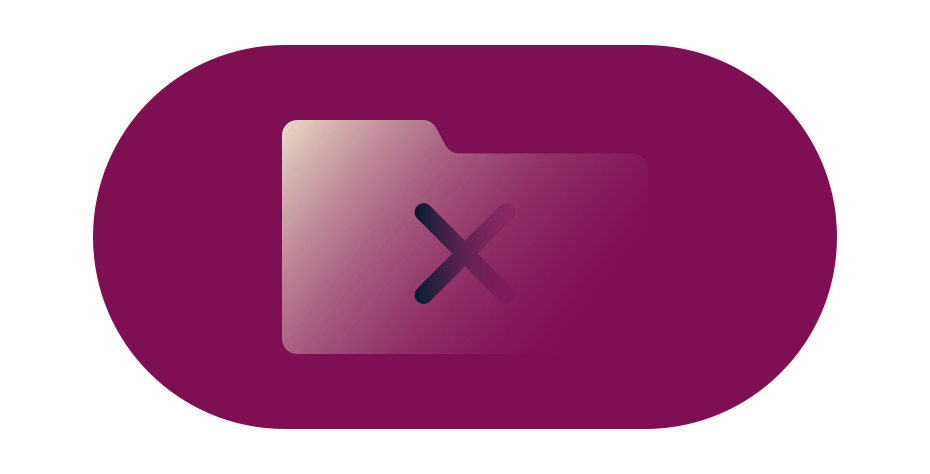 Cross symbol over a folder icon.