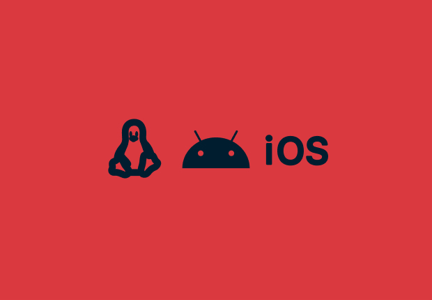 Linux, Android, and iOS logos