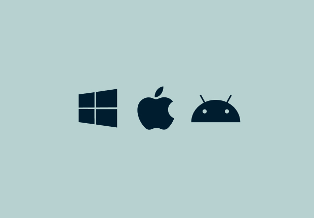 Windows-, Mac-, Android-Logos