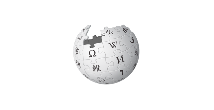 Wikipedias logotyp på en bärbar dator.