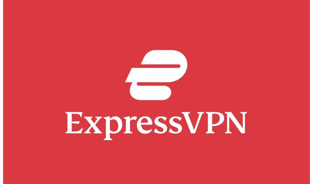 Förhandsvisning: Logotyp ExpressVPN vit på röd vertikal.