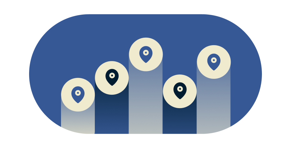 Visual with 5 VPN locations