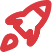 Raketen-Symbol in Rot