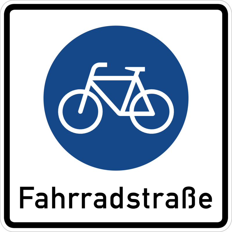 Ein Verkehrsschild zeigt mit einem Fahrrad auf blauem Grund eine Fahrradzone an.