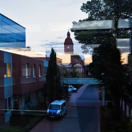 Die Aussicht aus der Notaufnahme des Krankenhauses in Neuruppin.