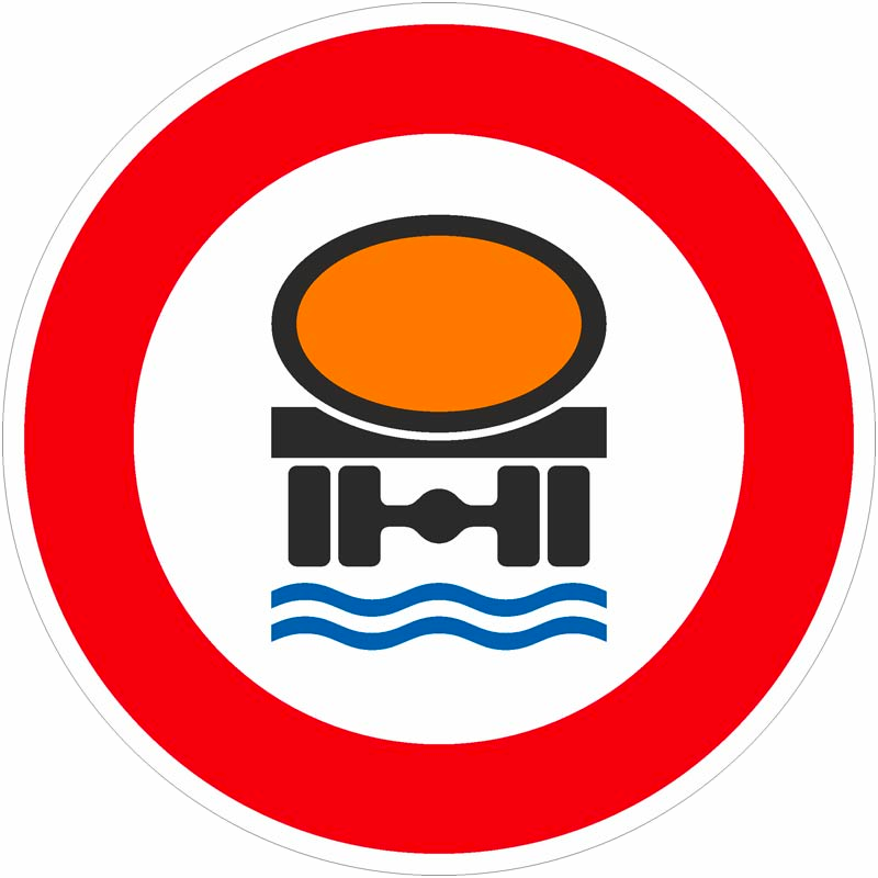 Vorsichtssymbol für ein vorausfahrendes Fahrzeug mit geladenem Gefahrgut