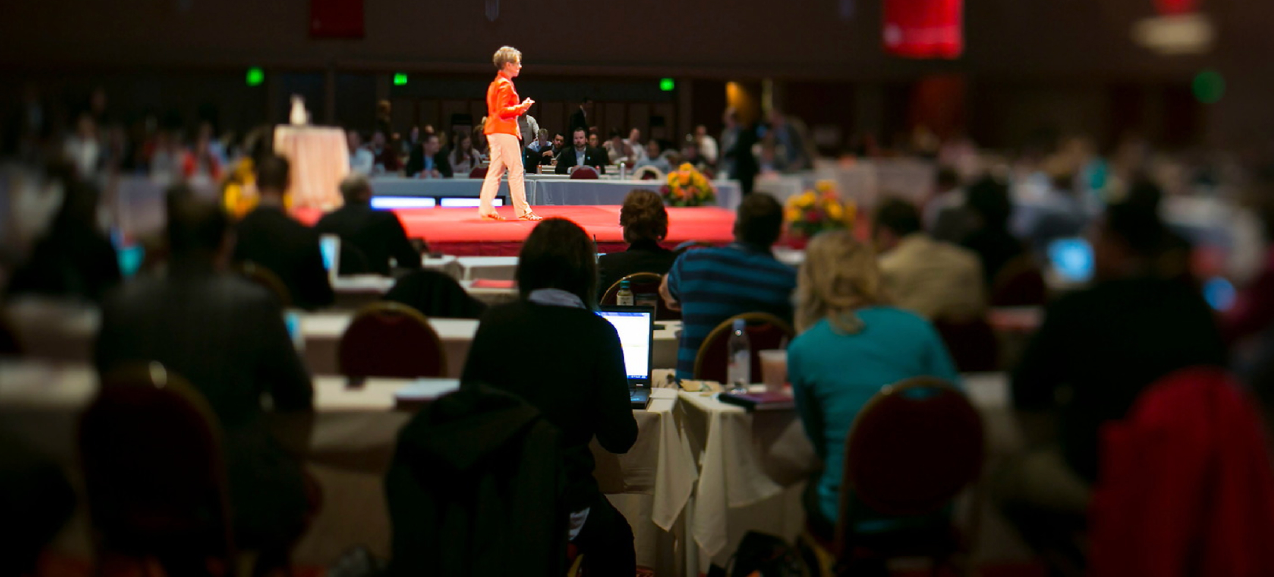 Marsha presenting on stage