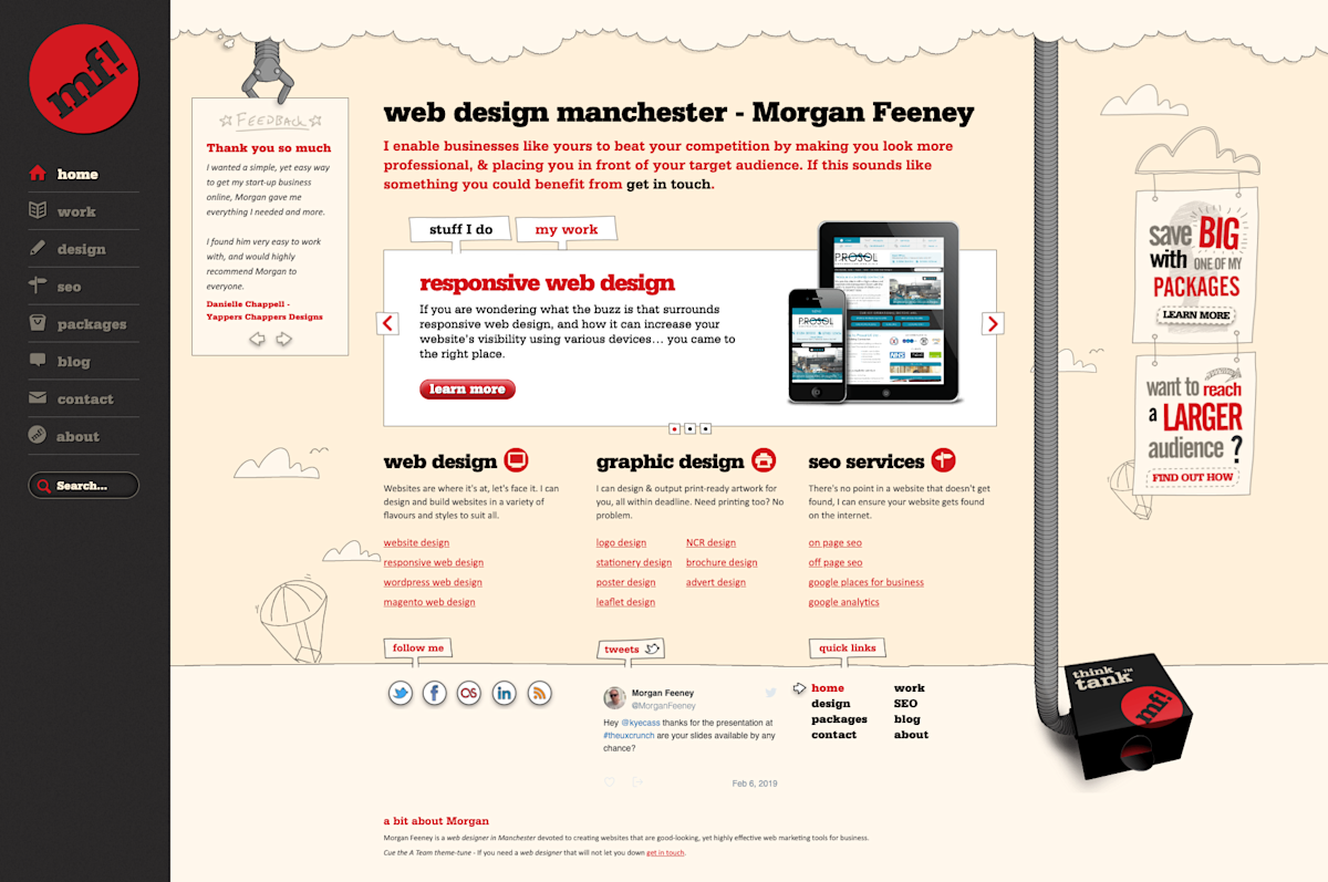 A screenshot of my old website