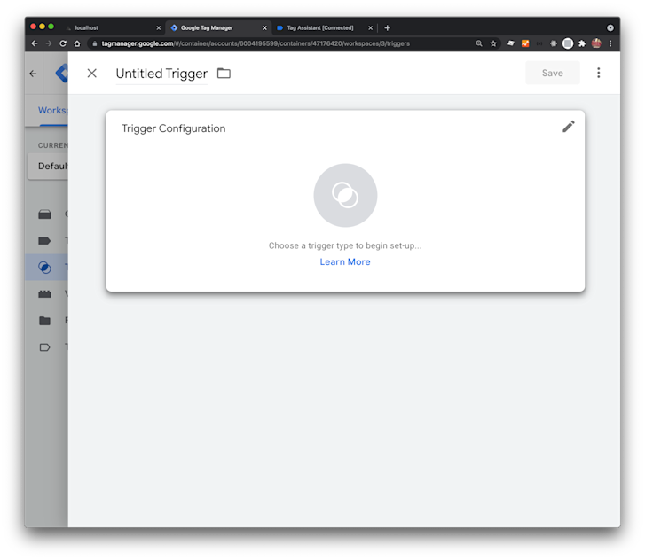 The modal allowing you to create and configure a trigger