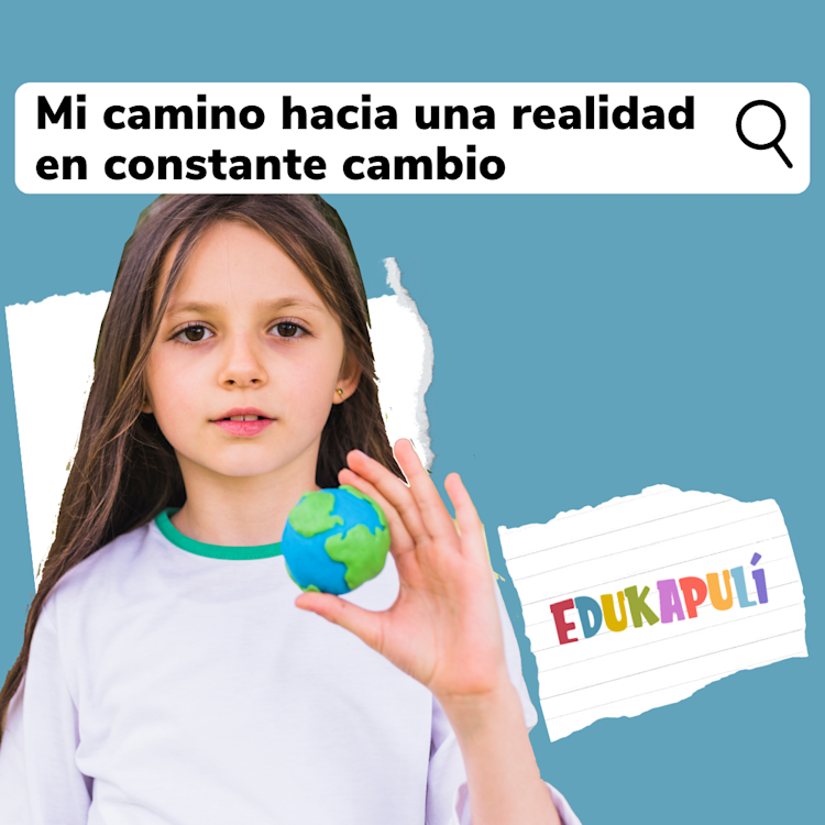 niña sujento en su mano unmundo de plastilina