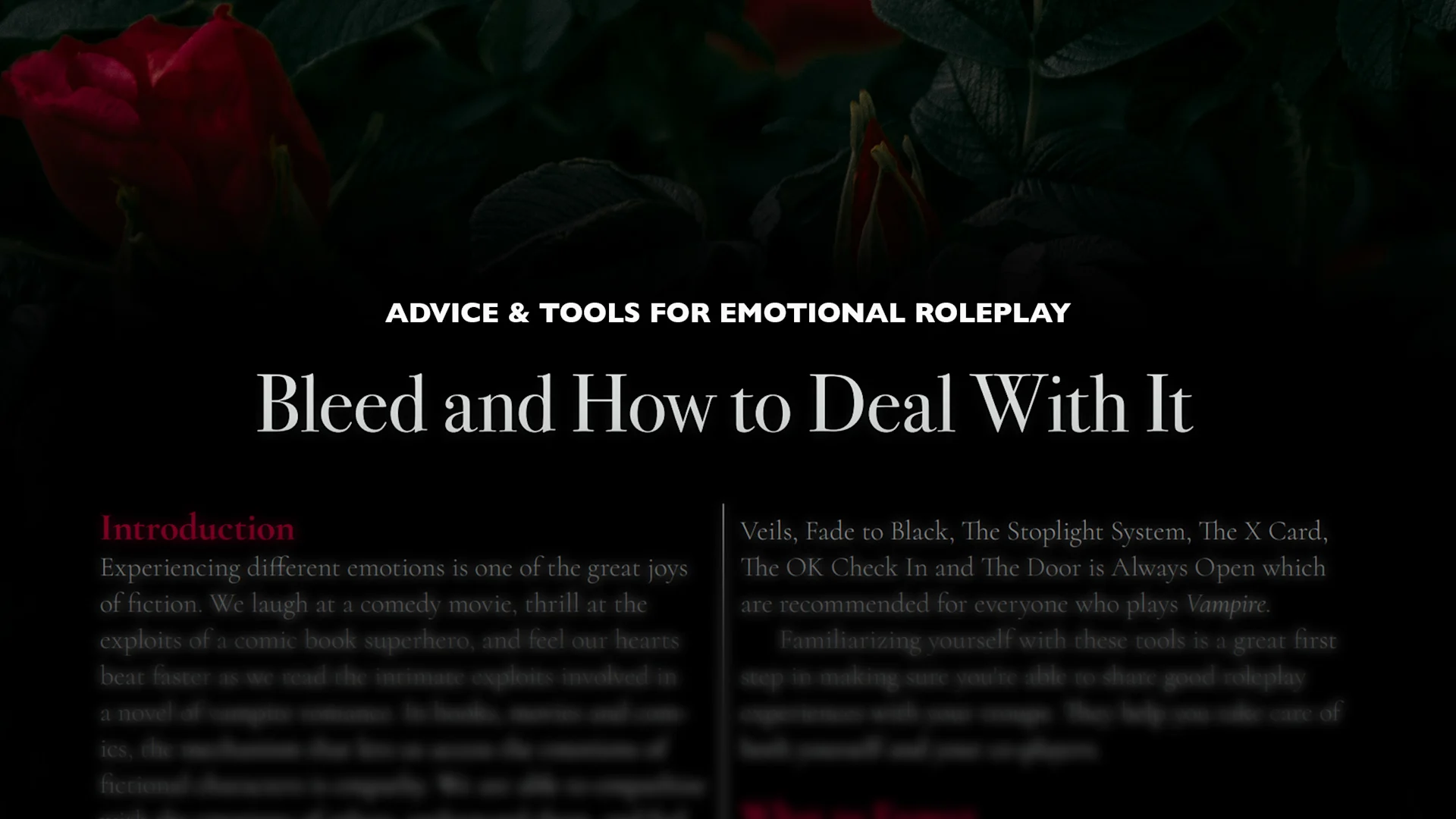 World of Darkness - Bleed and How To Deal With It