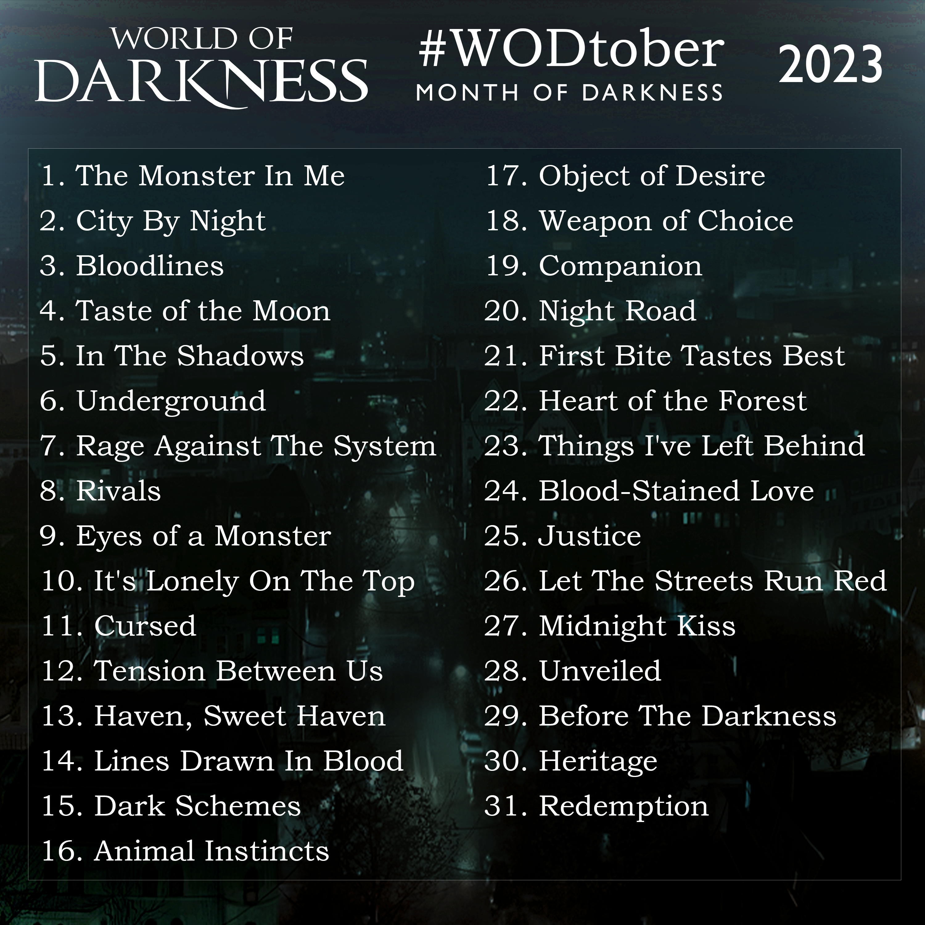 World of Darkness - Month of Darkness WODtober Dark