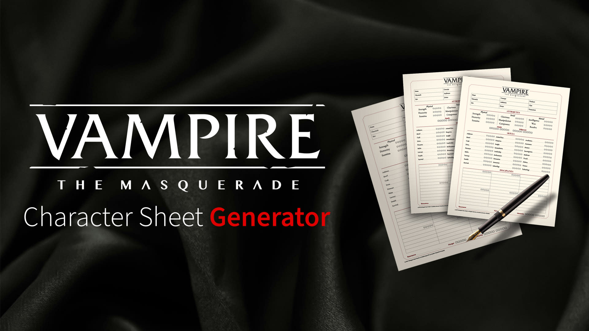 Vampire: The Masquerade Character Sheet Generator