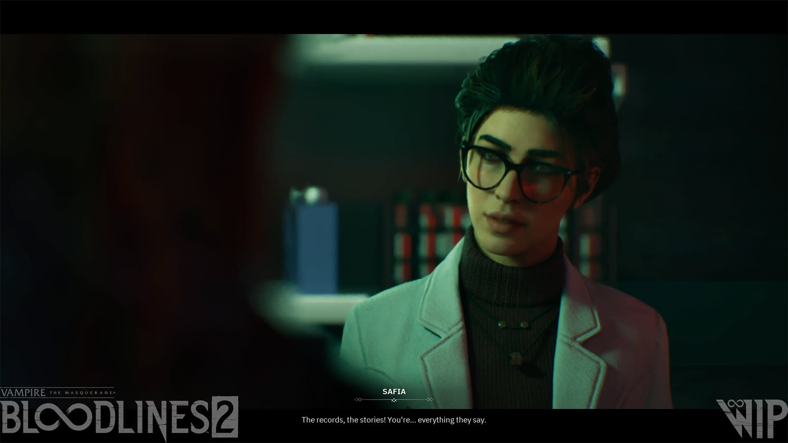 2. In-game screenshot of Safia recognising the Nomad.