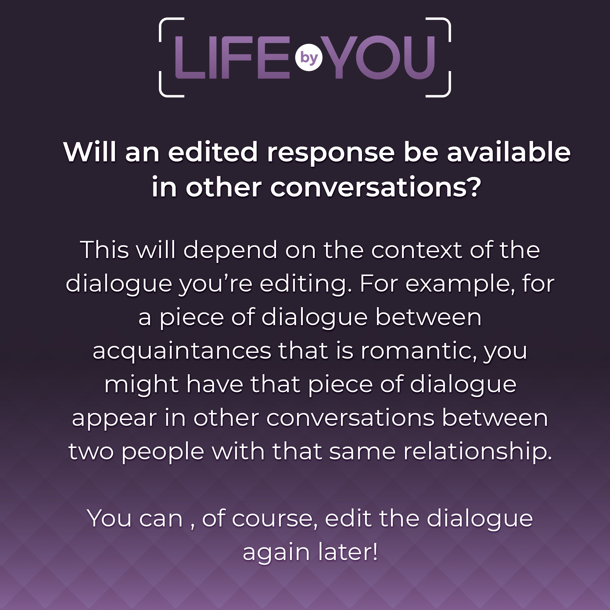 QnA Will edited responses be available in other conversations?