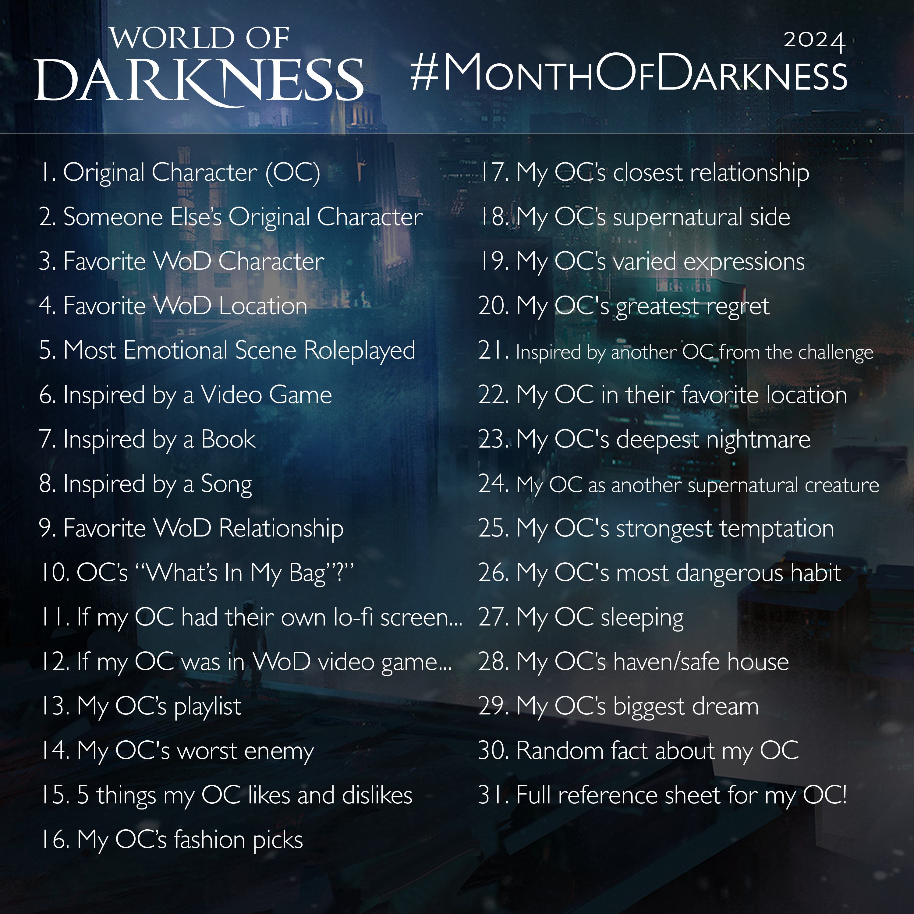 Month of Darkness 2024 Prompts