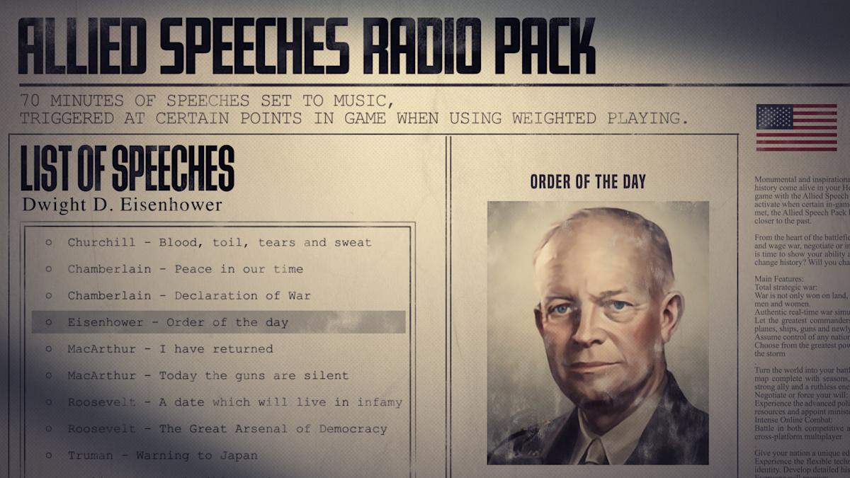 Hearts of Iron IV Allied Speeches Pack Paradox Interactive