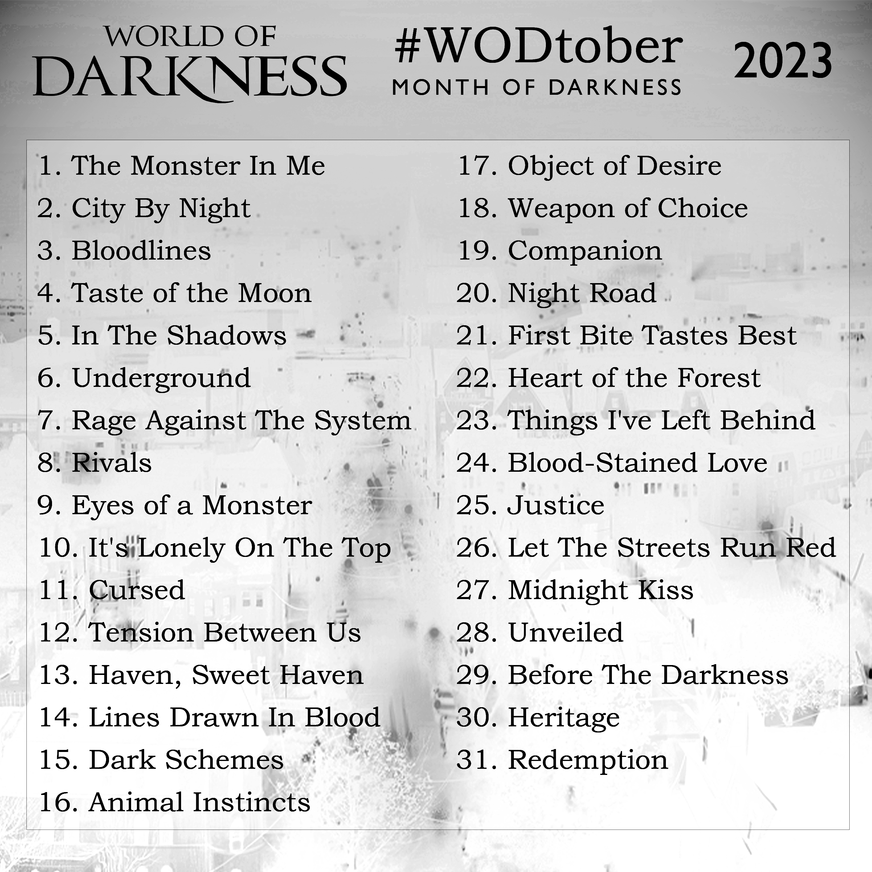 World of Darkness - Month of Darkness WODtober Light