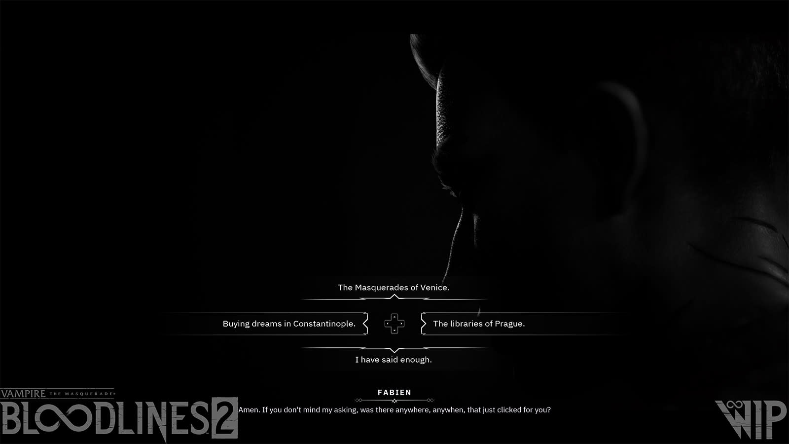 5. In-game screenshot of Phyre and Fabian discussing the Legend of the Nomad.