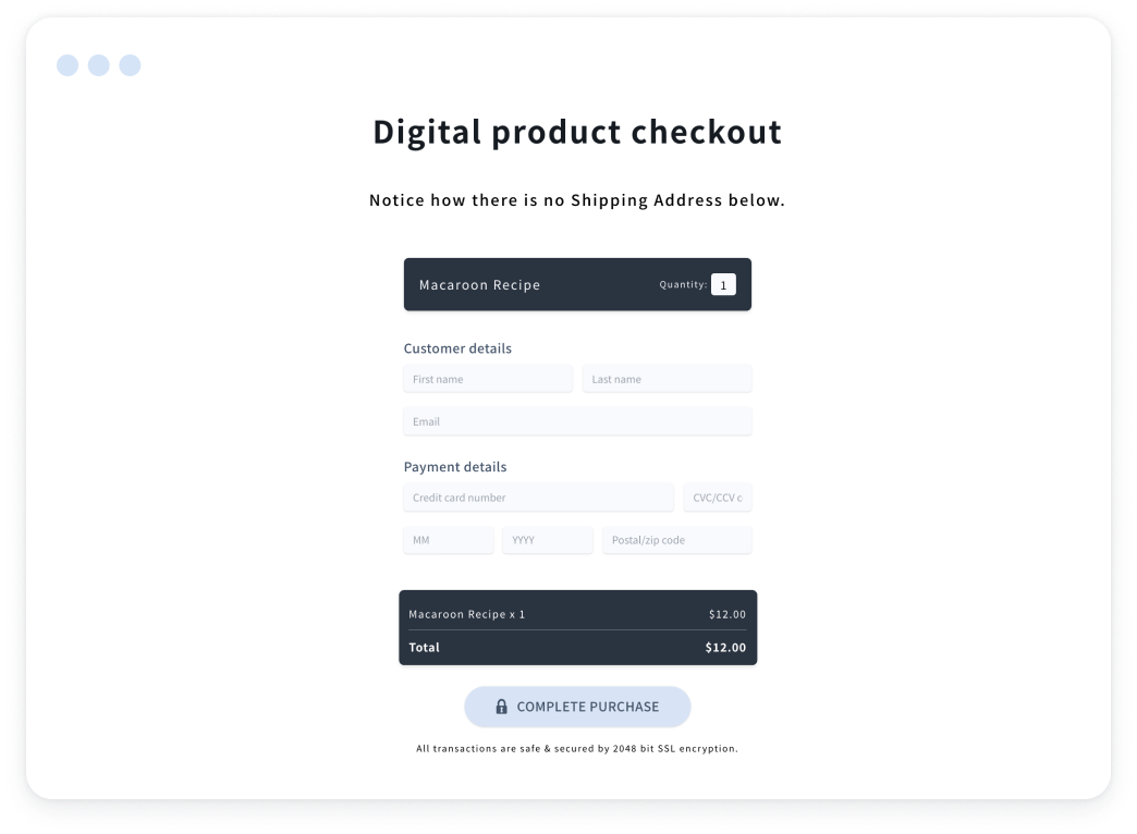 Digital product checkout