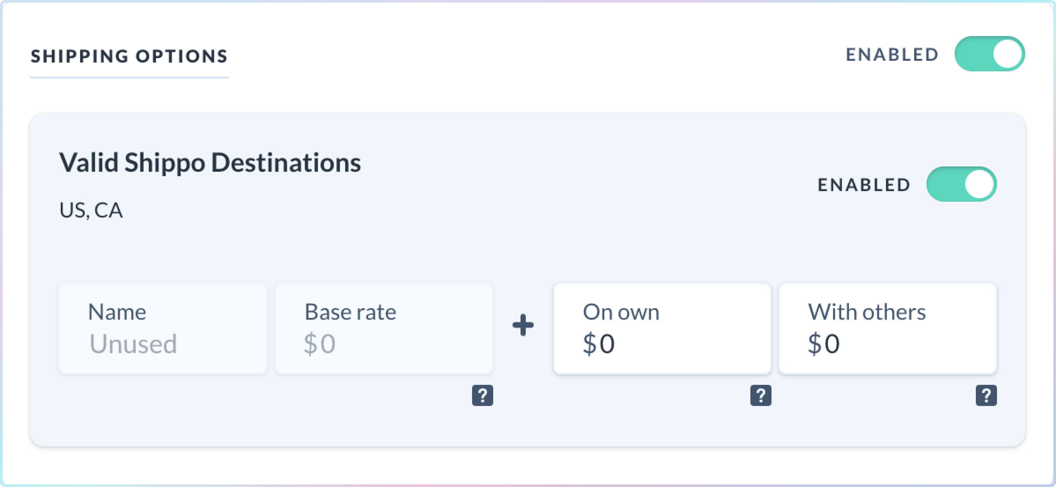 Set shipping options