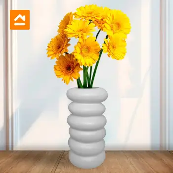 Diferentes Jarrones Blancos Decorativos Con Flores 3d Y Diseños De