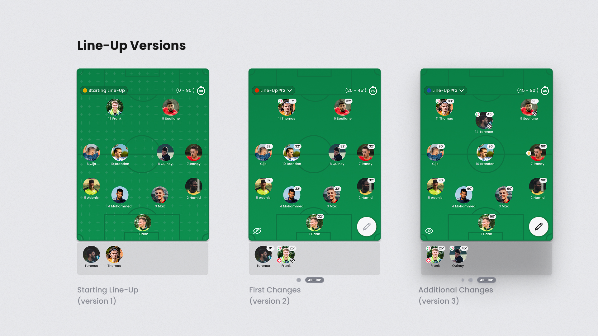 Lineup Versions: Track Every Substitution and Formation Change