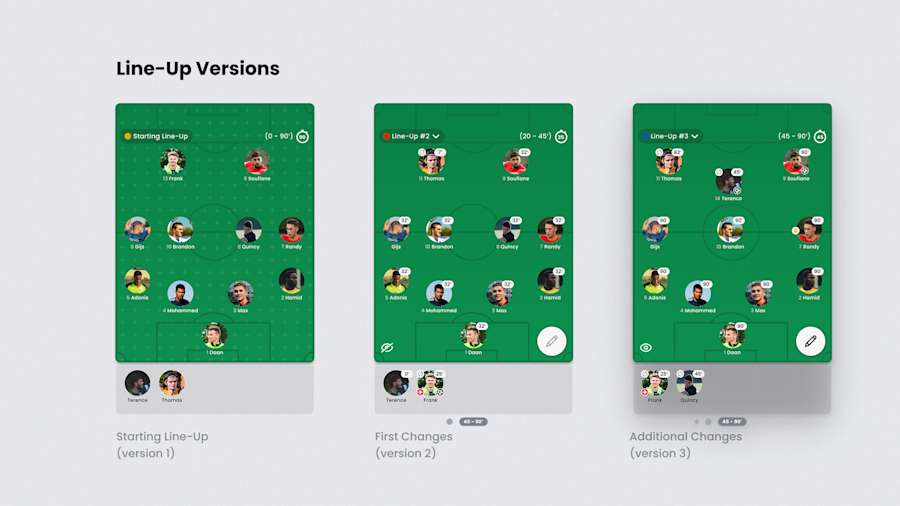 Lineup Versions: Track Every Substitution and Formation Change
