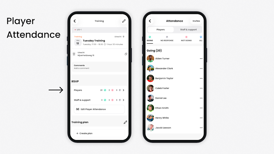 Help Article Visual - RSVP detail Page / Player attendance
