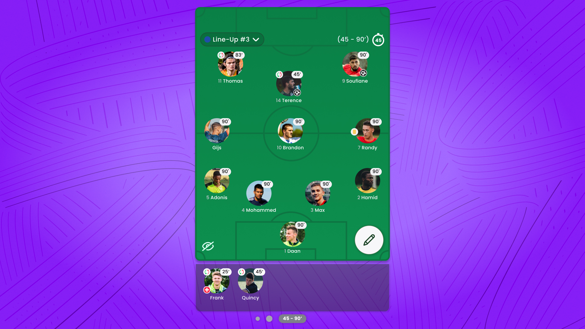 LineUp with Playing Time