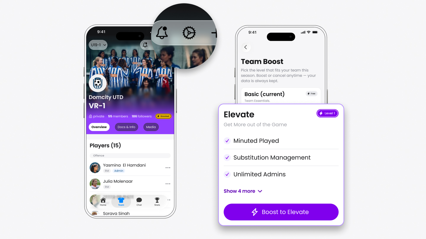 Boost your team in the Team Section