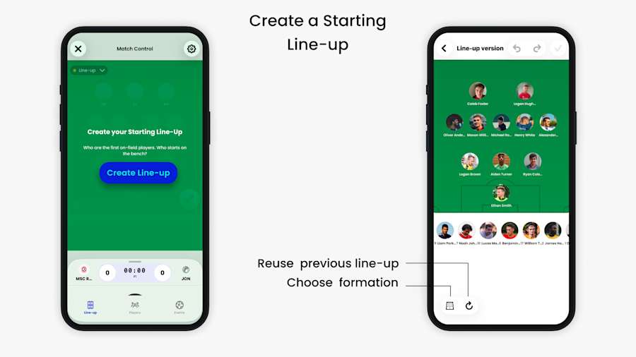Help Article Visual - how to create a starting line-up