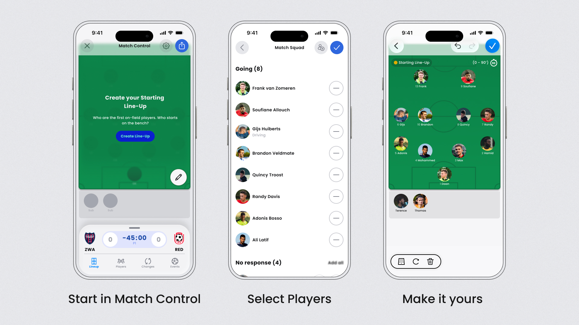 Create a Lineup: From Match to Squad Selection