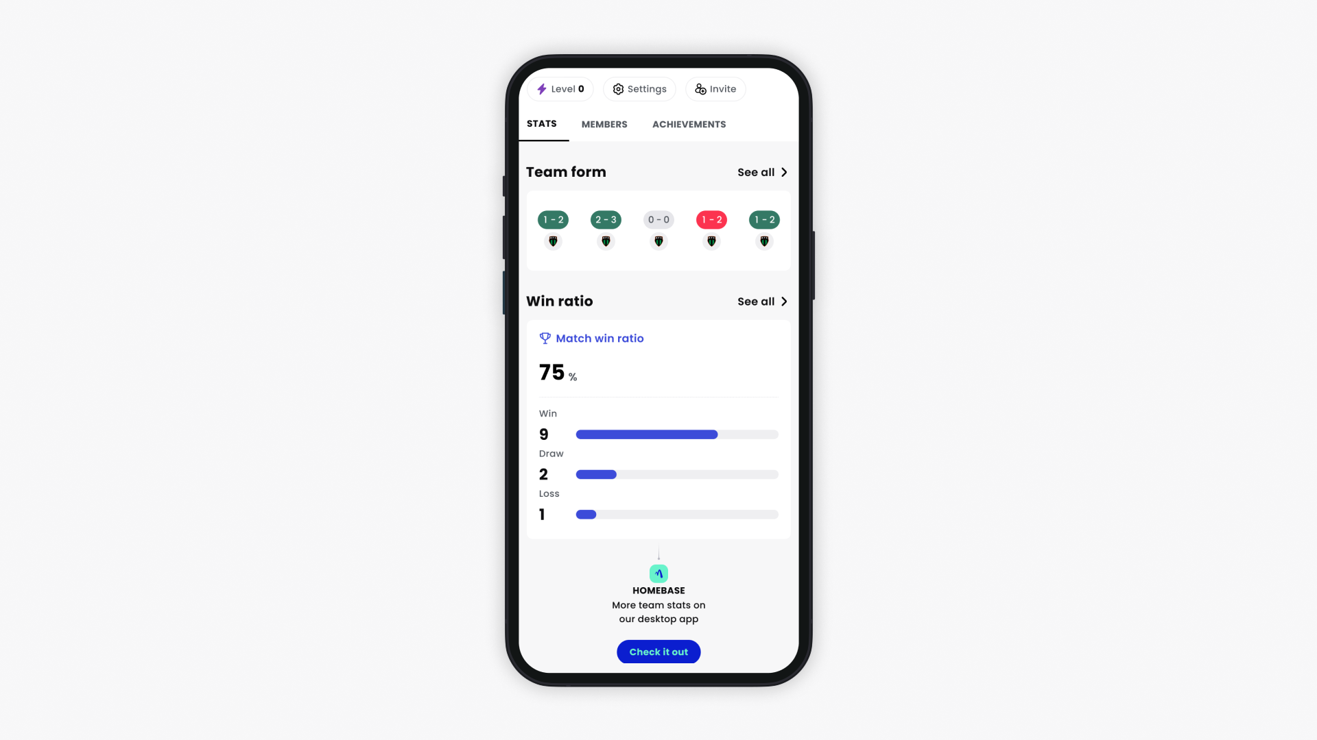 Visuele helpartikel – Teamstatistieken in de app