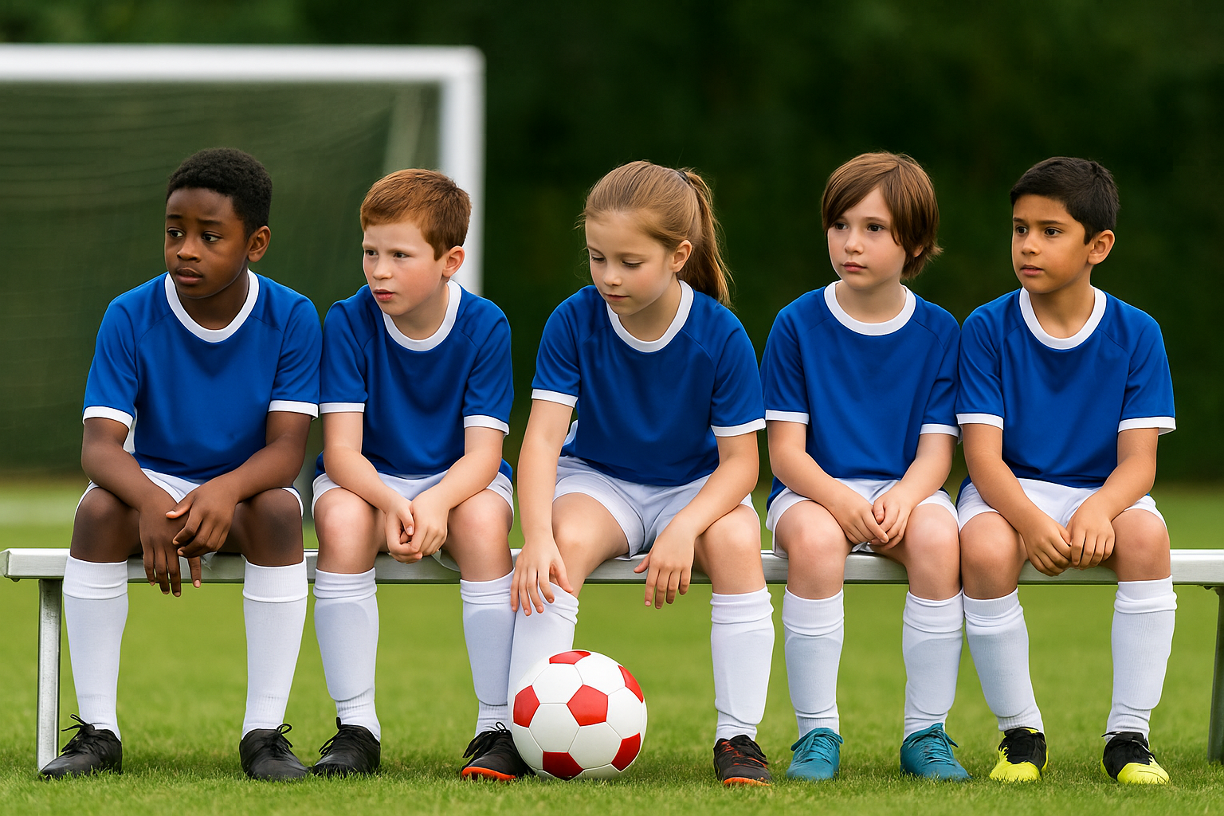 Voetballers langs de zijlaan