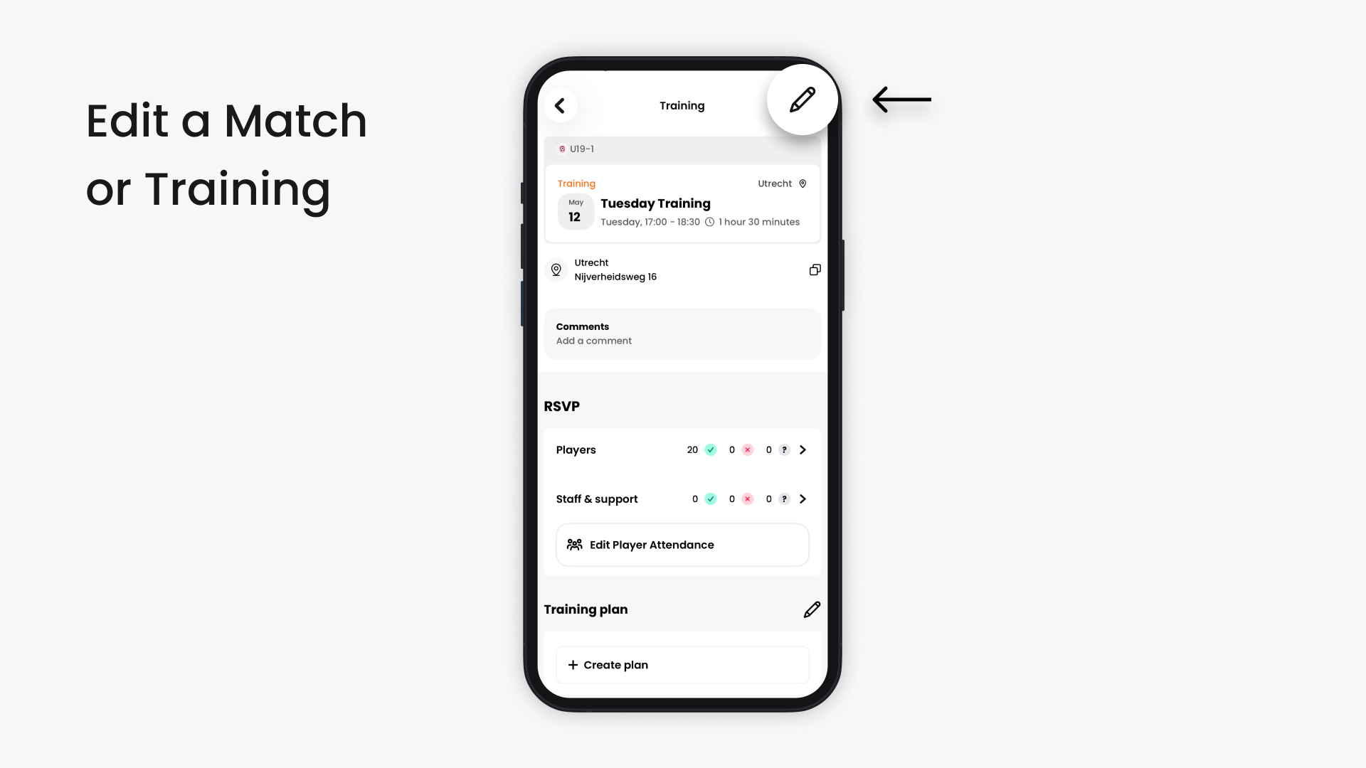 Help Article Visual - How to edit a match or training