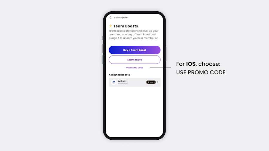Help Article Visual - Redeem Promo Code Team Boost (IOS)