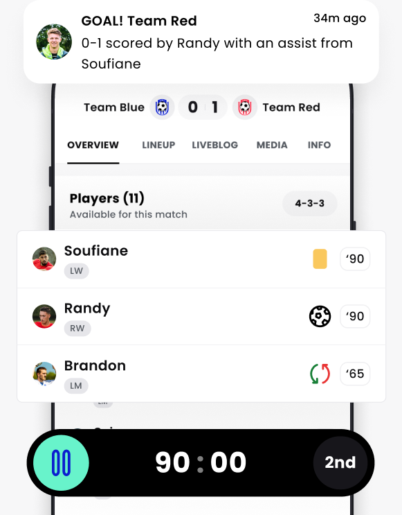 voetbal wedstrijd verslag app