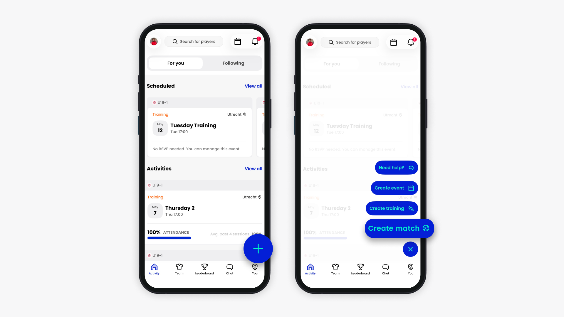Help visual schedule a match in the app