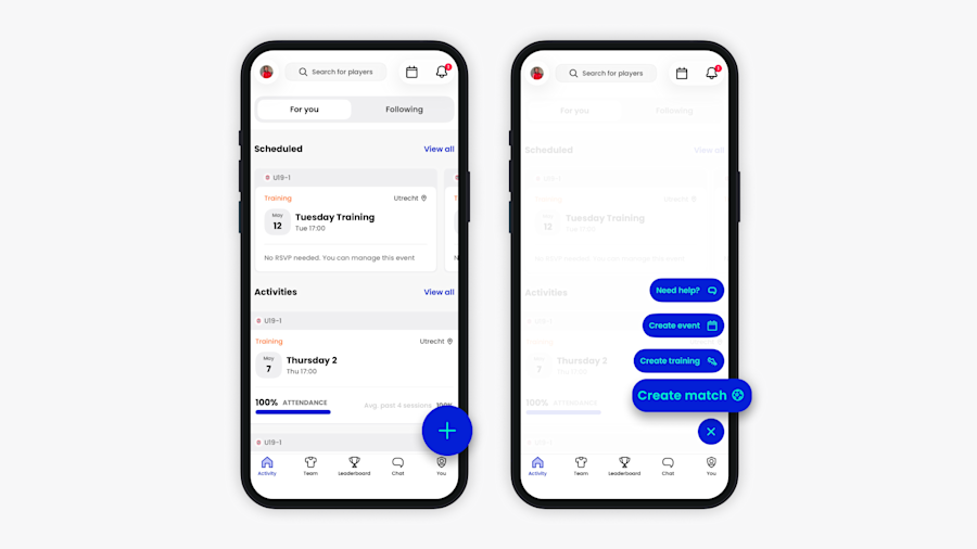Help visual schedule a match in the app