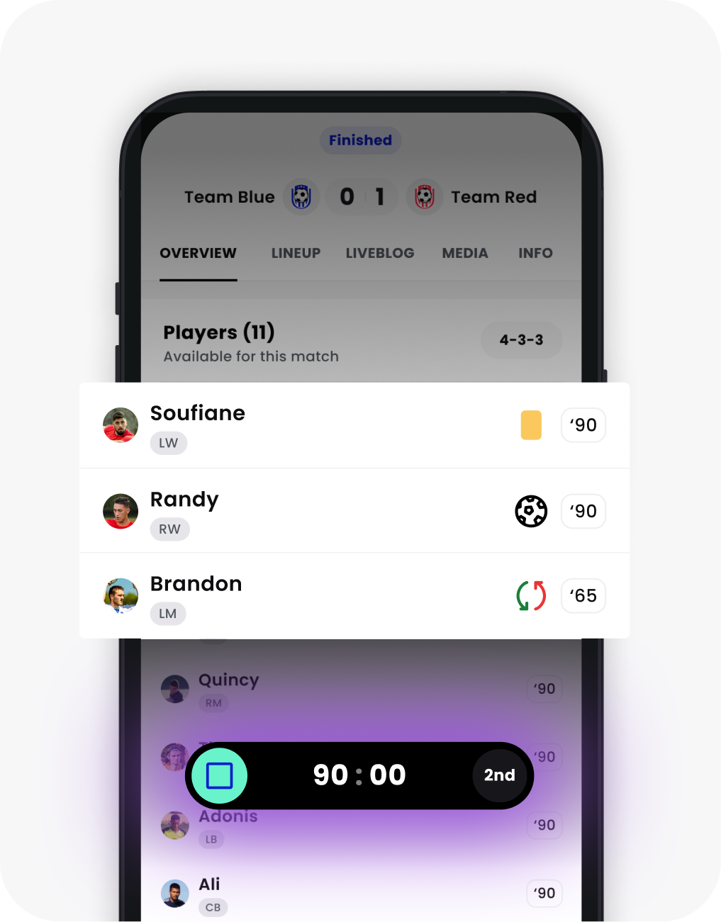 Better scorekeeping & line-up app for football