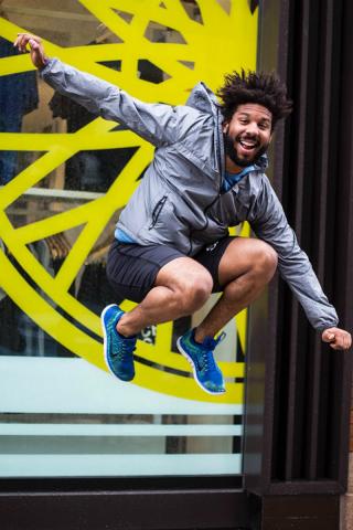 Kellen Townsend  Jumping in front of Soulcycle