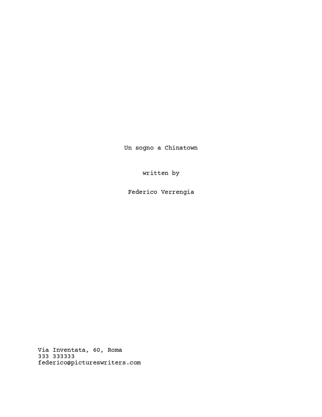 Come formattare una sceneggiatura - Esempio pagina titolo