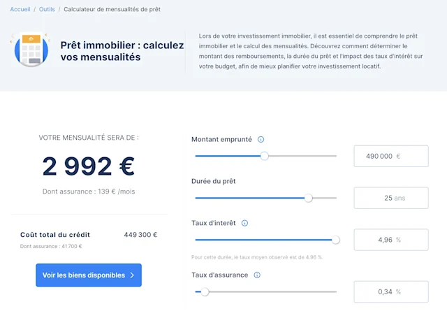 calculateur de mensualités gratuit en ligne