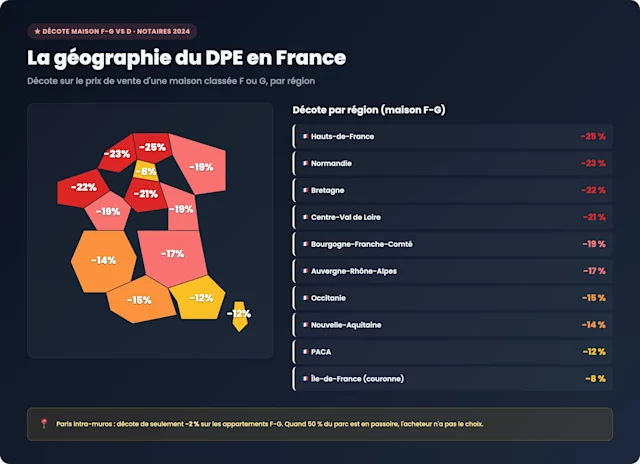 impact dpe prix de vente decote par region