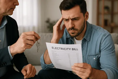 homme qui tient une facture d'électricité dans ses mains