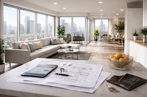 Intérieur d’appartement moderne représentant un projet d’investissement immobilier pour expatrié