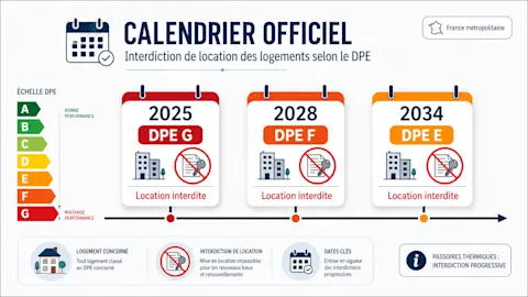 illustration du calendrier interdiction de location selon DPE